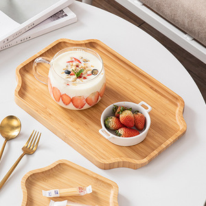 Plateau de service octogonal en bambou pour desserts, café, thé, usage hôtelier, couleur unie, surface polie - Product Image 1