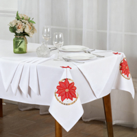 Ensemble de nappe de table carrée moderne brodée YOBAI 7 pièces 100% polyester, 6 serviettes lavables tendance, taille personnalisée CN