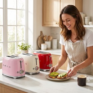 เครื่องปิ้งขนมปัง TSF01BLMUK รุ่น Retro 2 ช่อง ขนาดกว้างพิเศษ พร้อมตัวเลือก 3 ระดับ กำลังไฟ 950 วัตต์ สีดำด้าน สำหรับใช้ในครัวเรือน - Product Image 3