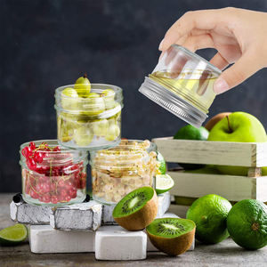 Reihey, lata de almacenamiento de vidrio transparente de 250ml, tarros de vidrio para conservas de boca regulares con tapas herméticas para mermelada de yogur - Product Image 2