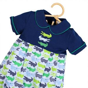 Babeeni ODM OEM - Mameluco de Verano para Bebés, Niños, Manga Corta, Azul Marino, 100% Algodón, Certificado OEKO-TEX, con Botones a Presión para Bebés - Product Image 1