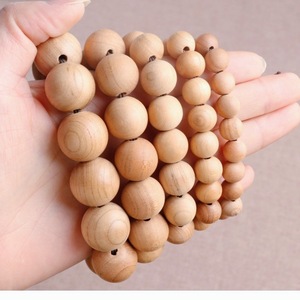 Peach Wood Round Bead Bracelet Unisex Religious Ceremony Gift Craft Jewelry - Product Image 2