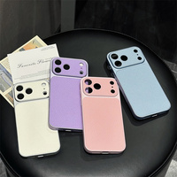 Étui de téléphone rétro en cuir litchi pour iPhone 18 ProMax 17 Air 16 15 14 13 Pro – Coque rigide de protection couleur unie avec protection d'appareil photo