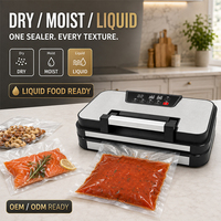 Machine de mise sous vide alimentaire automatique OEM -95 kPa avec double scellage, stockage de rouleaux, coupe-ruban et gonflage d'air pour cuisine domestique
