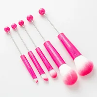 Set Kuas Makeup Profesional dengan Gagang Logam Berhias Rhinestone Kustom, Bulu Berwarna-warni untuk Aplikasi Kosmetik Profesional