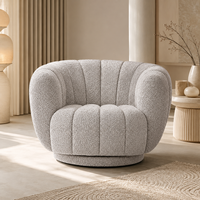 Fauteuil pivotant moderne en tissu bouclé, rotation à 360 degrés, canapé simple surdimensionné, confortable et rembourré pour salon