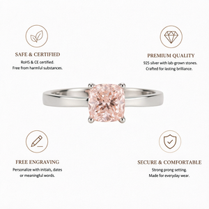 Women Pink Lab Grown Diamond <b>Ring</b> <b>Cushion</b> Cut 925 Silver Filled Diamond Jewelry for <b>Wedding</b> Gift - Product Image 1