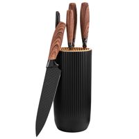 Ensemble de couteaux de cuisine de style japonais pour chef professionnel, six pièces, lames en acier inoxydable, avec bloc à couteaux universel