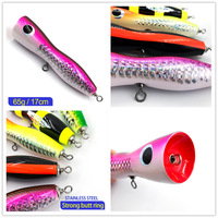 Leurre de pêche à la traîne TG 170mm 65g en bois fait main, type popper, pour la pêche en eau salée et les gros poissons