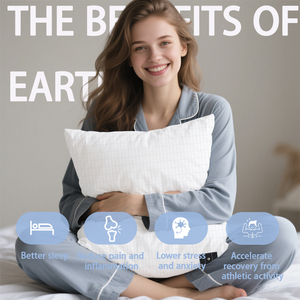 Vỏ gối nối đất, 5% sợi bạc + 95% vỏ gối nối đất bằng cotton mềm với dây nối đất để cải thiện giấc ngủ - Product Image 1