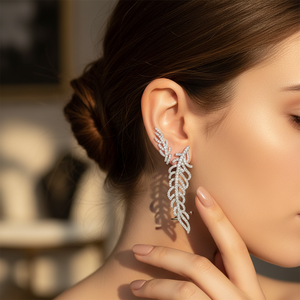 Leaf Shape Earring None Piercing Earring Turkish Handmade Wholesale 925 Sterling <b>Silver</b> Jewelry - Product Image 3