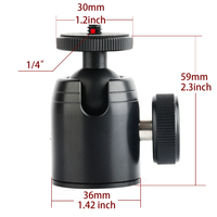 Adaptateur de tête de rotule en aluminium pour appareil photo, rotation à 360 degrés, mini tête de rotule pour trépied, monopode, anneau lumineux, appareil photo reflex numérique, 3/8 à 1/4 pouce