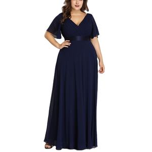 Abito da Sera Lungo a Linea A con Decorazioni in Pizzo per Feste, Taglie Forti, Vita Naturale, Cerniere Corte, Varie Taglie - Product Image 1