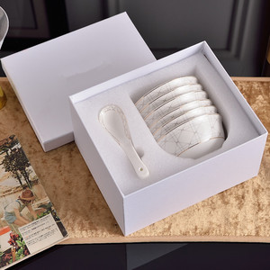 New White East Horse Eco-Friendly Ceramic Soup Rice Bowl Cubilose Gift <b>Box</b> for Families China Bone China Material - Product Image 2