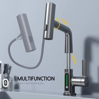 Robinet de salle de bain cascade moderne avec affichage numérique de la température, douchette relevable, mitigeur chaud/froid, vente en gros usine