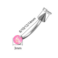 Barbell en titane G23 ASTM F136 courbé pour nez, sourcil, Rook, avec embout conique et boule d'opale synthétique sertie à griffes, hypoallergénique, bijoux de corps OEM