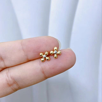Vente en gros de boucles d'oreilles clous en or massif 18 carats facetté, motif trèfle à quatre feuilles, AU750, coupe diamant, pour femmes, bijoux fins