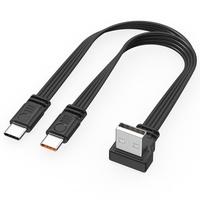 Cable Divisor USB a Tipo-C, Diseño Plano de Silicona, Carga Rápida de 66W y Transferencia de Datos para Computadora