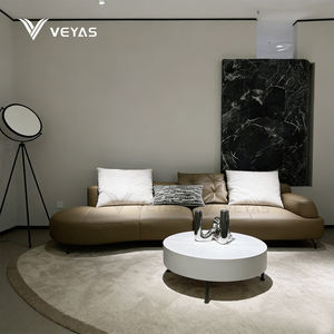 Sofá Seccional Reclinable de Cuero Genuino Color Tan, Moderno y Contemporáneo, de Alta Gama, Tres Plazas, Curvo y Suave, con MOQ Bajo y Mejor Valoración - Product Image 4