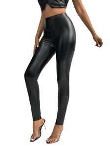 Leggings personnalisés pour femmes en faux cuir, pantalon <span class=keywords><strong>PU</strong></span> élastique, façonnage de la hanche, noir, collants sexy extensibles à taille haute - Product Image 5
