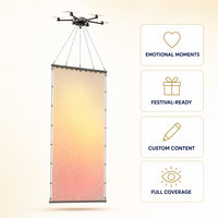 Écran LED en maille volante pour feux d'artifice du Nouvel An, publicité aérienne festive de Noël, transparent, pliable, extérieur, IP65