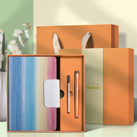 Coffret Cadeau Papeterie Premium Bleu Dégradé 4-en-1 : Carnet en Cuir PU et Stylo pour Anniversaire d'Entreprise