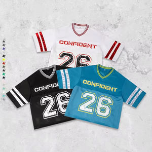 Tissu en maille rétro personnalisé respirant à manches courtes grande taille imprimé Design maillots de football américain livraison rapide - Product Image 1