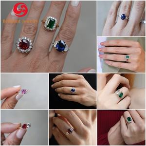 Bague de fiançailles, de mariage ou d'anniversaire en or massif 14K ou 18K avec <span class=keywords><strong>rubis</strong></span> ovale de laboratoire, luxe, vente en gros, personnalisable pour femme et homme - Product Image 3