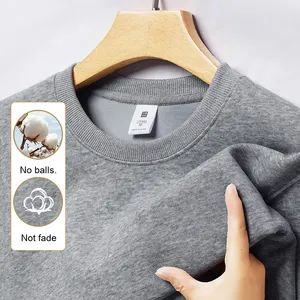 ANSZKTN Vente en gros Sweat-shirt décontracté à manches longues pour hommes T-shirt printemps automne couleur unie Haut polyvalent à fond ample - Product Image 3