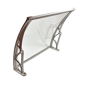 Toldo de puerta de <span class=keywords><strong>policarbonato</strong></span> para exterior, toldo para puerta de ventana, toldo marrón con soporte negro, toldo de plástico y aluminio de PVC - Product Image 6