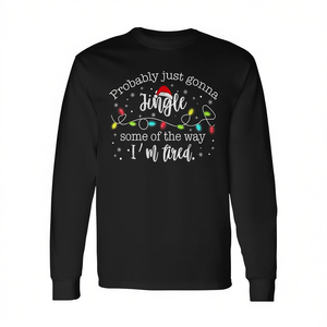 Maglietta a maniche lunghe con luci natalizie Jingle, abbigliamento divertente per le vacanze - Product Image 2