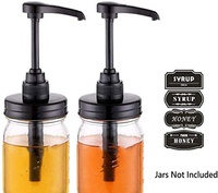 Tarro de vidrio Mason de 500ml para jarabe de arce con bomba dosificadora y etiqueta, ideal para cafeterías, tiendas de té con leche, panaderías y pastelerías.