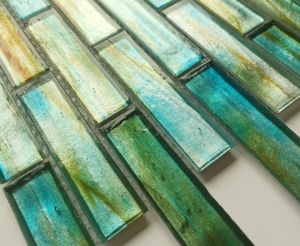 Piastrelle di vetro del Backsplash del bagno di colore verde smeraldo del mosaico della striscia della piscina