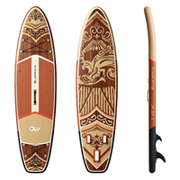 Planche de SUP gonflable Heritage Wood de 11' (33 pouces de large), planche à pagaie classique en bois avec pompe et aileron pour une navigation intemporelle
