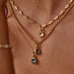 Collier pendentif en zircon tendance géométrique en laiton pour femme, <span class=keywords><strong>pierre</strong></span> de naissance de juillet, chaîne à maillons plaquée or, anniversaire - Product Image 3