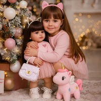 Cadeau de Noël et d'anniversaire, poupée en vinyle pour fille avec accessoires en peluche licorne, poupée réaliste pour enfants
