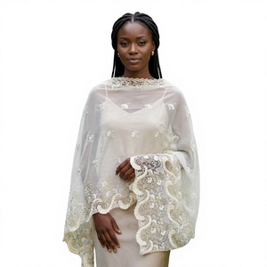 Women's <b>Chiffon</b> Shawl Floral Embroidered <b>Scarf</b> Elegant Lightweight Breathable Wrap Daily Wear Wholesale OEM - Product Image 1