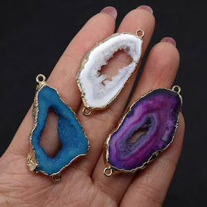 Conectores de Piedras Preciosas en Forma de Geoda |   Colgantes de Piedra Natural Druzy con Borde Dorado para Pulseras y Collares, para la Creación de Joyería - Product Image 5