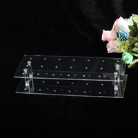 Support de présentation pour sucettes en acrylique transparent effet vaguelettes d'eau, 3 niveaux, avec quincaillerie dorée, pour cake pops, pâtisseries, desserts et décorations de fête