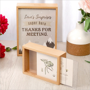 Wooden specimen piggy bank <b>photo</b> <b>frame</b>, solid wood desktop children's <b>photo</b> display stand, 3, 5, 7, 8 inches. - Product Image 2