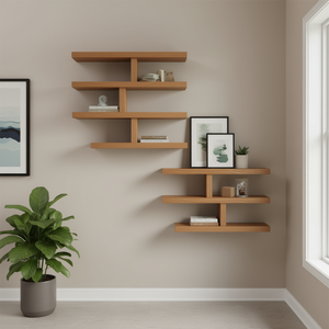 ชั้นวางของติดผนังไม้โอ๊คโซโนมา 8 ชั้น สีน้ำตาล รูปทรงสี่เหลี่ยมผืนผ้า ดีไซน์เรียบง่าย สำหรับจัดเก็บของในห้องนั่งเล่น - Product Image 2