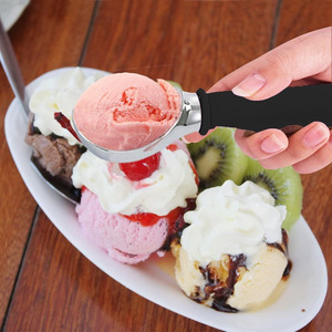 Ice Creem Scoops Digger Cookie Spoon Spade Ball Maker Aleación de zinc Helado Scooping Goma antideslizante Pequeña excavadora Cuchara para helado - Product Image 6