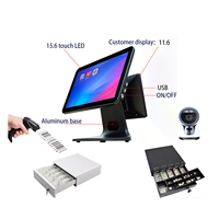 TEQY 15.1/15.6 pouces Single/Dual Touch POS Machine Factory OEM/ODM Caisse enregistreuse tout-en-un pour les détaillants
