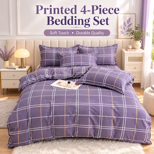 Set di Lenzuola Moderne con Stampa <span class=keywords><strong>a</strong></span> Quadri, Set Biancheria da Letto in Poliestere 4 Pezzi - Product Image 1