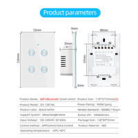 Interrupteurs muraux intelligents WiFi Tuya pour maison connectée, panneau tactile concave, design rainuré, verre, pour éclairage mural intelligent, avec ou sans neutre