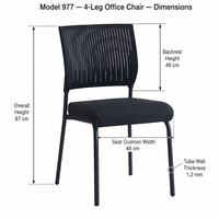 Chaise de conférence empilable prête à l'emploi avec dossier en maille, sans accoudoirs, avec coussin de 8 cm pour salle de réunion, centre de formation