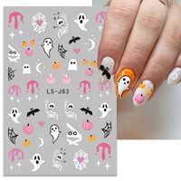 Autocollants pour ongles d'Halloween, motifs fantômes et citrouilles mignons, autocollants 3D auto-adhésifs pour ongles, motifs chauve-souris, chat, crâne, décorations pour ongles pour Halloween