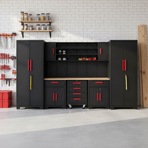 Gabinete de Herramientas Multifuncional, Combinación de Gabinete de Herramientas Colgante para Bricolaje, Estantes de Almacenamiento, Estante de Almacenamiento de Acero Inoxidable de Gran Capacidad - Product Image 1