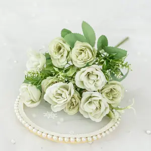 Bunga mawar buatan simulasi kualitas terbaik, bunga mawar buatan untuk pernikahan rumah Hotel, 10 bunga musim semi