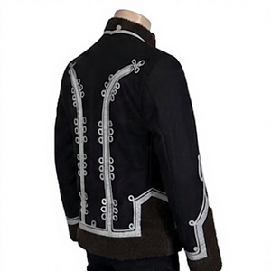 Veste Hussar Noire pour Homme, Style Uniforme en Laine, Col Montant Brodé, Imperméable, Idéale pour Costumes et Spectacles - Product Image 3
